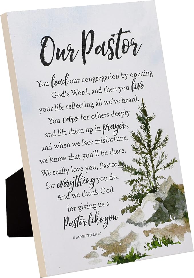 DEXSA Our Pastor Wood Plaque with Inspiring Quotes 6"x9" - Elegant Vertical Frame Wall & Tabletop Decoration | Easel & Hanging Hook | Christian Family Religious Home Decor Saying | Made in the USA