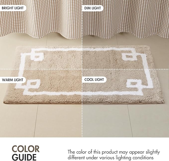 Madison Park Evan 100% Cotton Bathroom Rug Non Slip Backing-Luxrurious Tufted Plush Bath Mat Absorbent, Quick Dry, Spa Design Shower Room Décor, 24x40, Taupe
