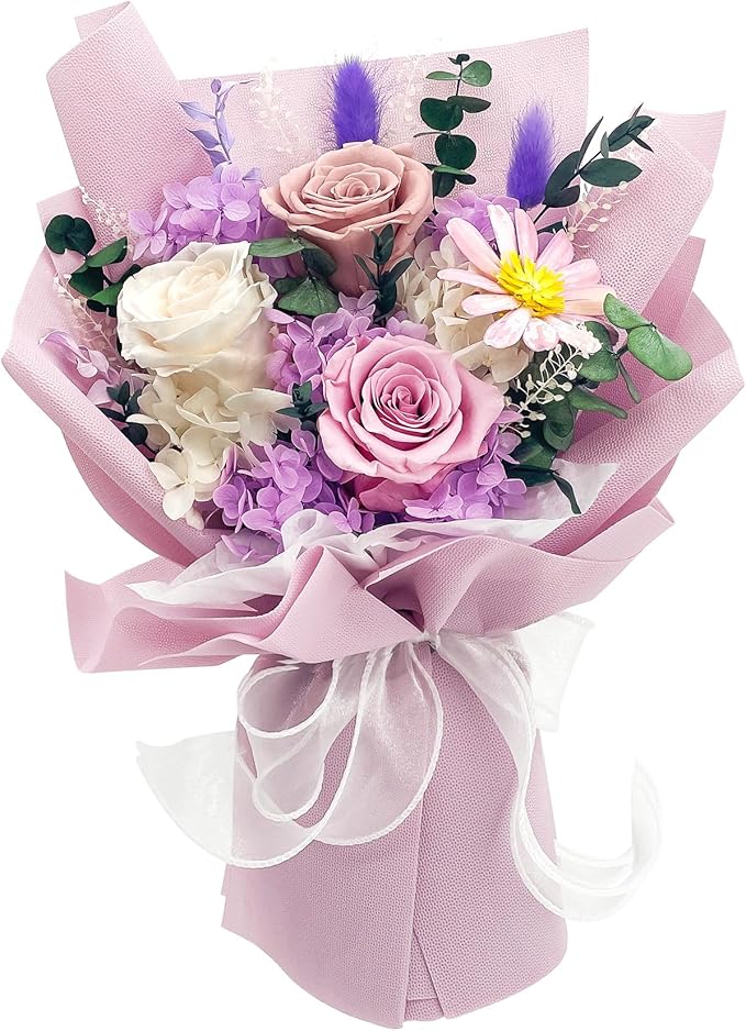 QOEAZY Flowers for Delivery, Preserved Flowers Bouquet with Gift Box, Rose Gifts for Women Mom Grandma