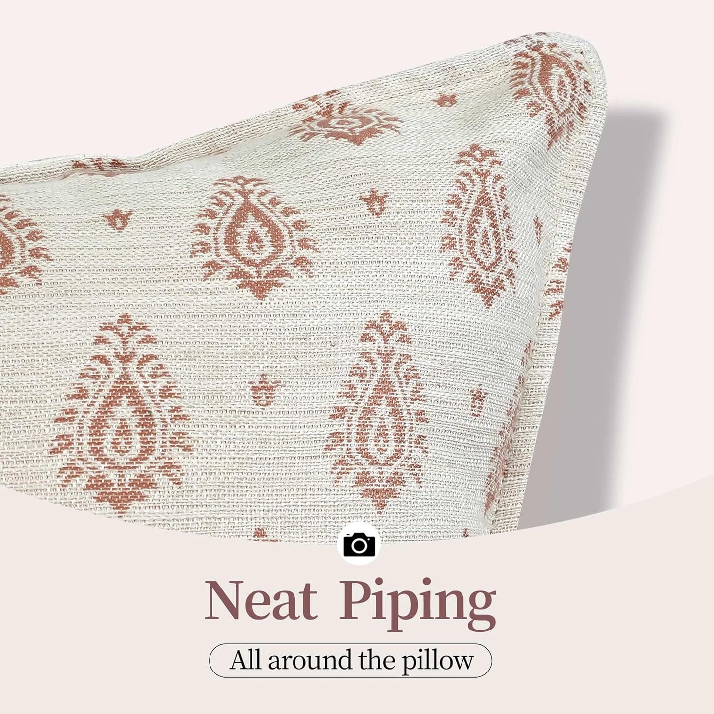 Decorative Vintage Burlap Linen Throw Pillow Covers Pack of 2 Modern Farmhouse Pillowcase Beige Paisley Couch Pillows 18x18 Inch For Sofa Bed Living Room Home Decor