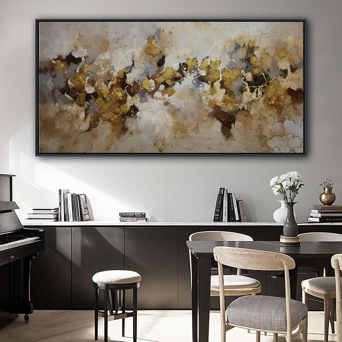 YDYSUNE Extra Large Abstract Wall Art - Modern Minimalist Decor Brown and Yellow Canvas Print, Artwork for Living Room Bedroom Painting Decoration Ready to Hang 29×58inch