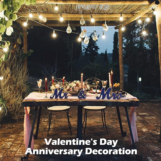 Navy Blue Mr & Mrs Sign for Wedding Table, Large Wooden Letters, Wedding Decoration, Anniversary Party & Valentine's Day Vintage Decor