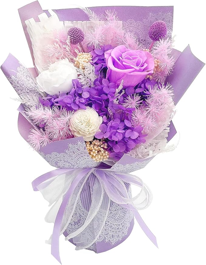 VTJMB Flowers for Delivery Prime, Preserved Flower Bouquet with Box, Birthday Dried Flowers Gift for Women, Mothers Day Gifts for Mom, Wife, Grandma, Friends