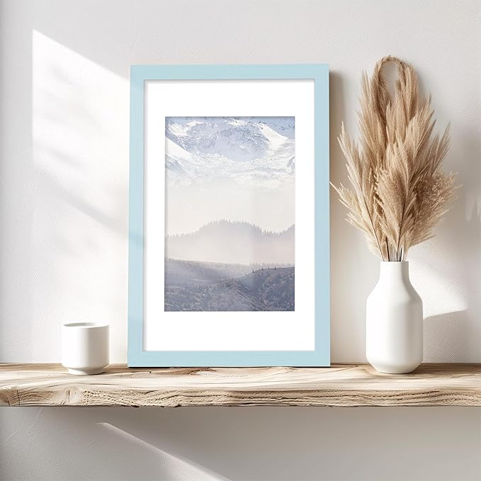 Picrit 11x17 Picture Frame Set of 12, Display 8x12 with Mat or 11x17 without Mat, Photo Frames for Wall Mounting Display, Blue