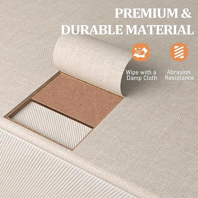 Fabric Dresser for Bedroom, Tall Skinny Dresser with 6 Drawers, Storage Organizer Tower, Steel Frame Wooden Top for Closet, Living Room, Hallway(Beige)