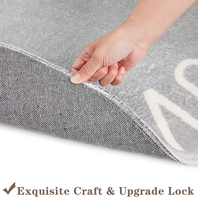 Topotdor Round Kids Play Rug Alphabet Nursery Area Rug Extra Large Soft Crawling Play Mat for Children Toddlers Bedroom (40 inch, Grey)