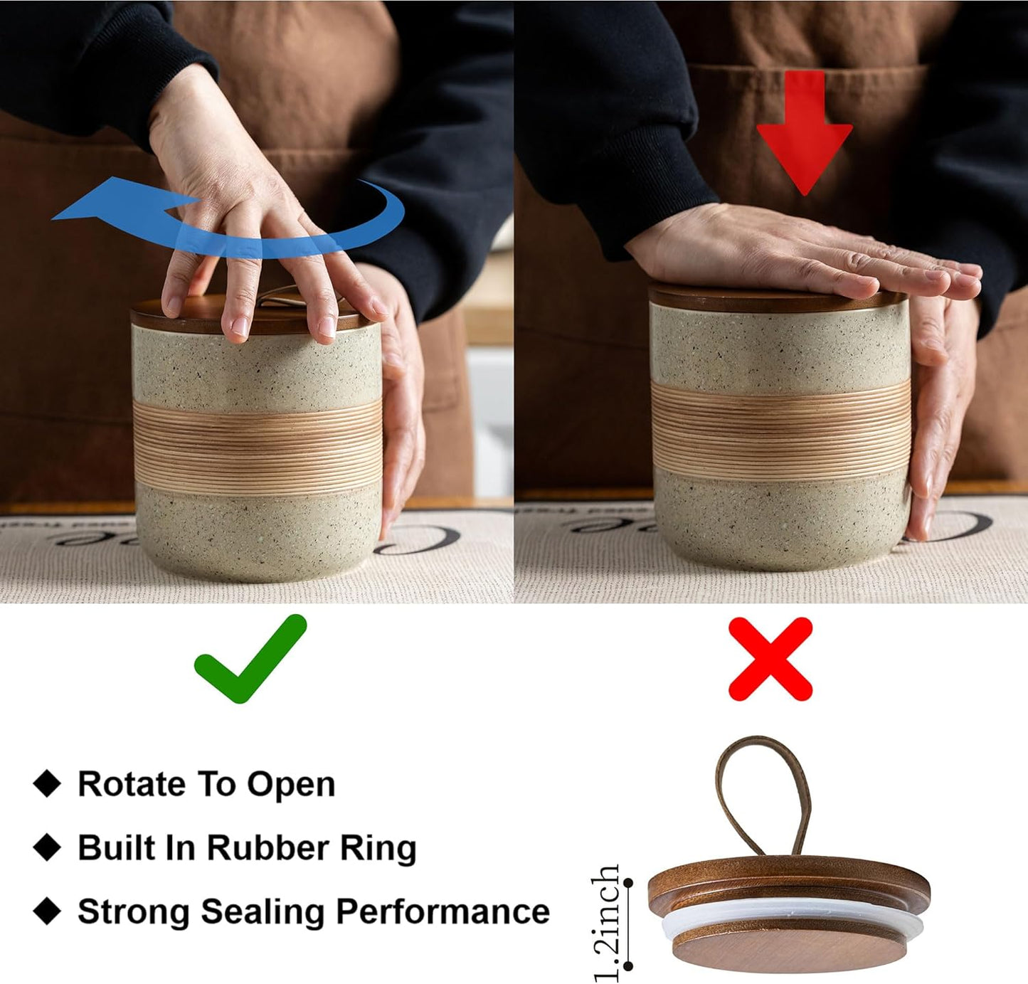 Small Ceramic Jar with Lid, Coffee Canister Coffee Container Kitchen Food Storage Jars for Spice Sugar Tea Bag, Stackable Decorative Jars for Countertop, 5oz