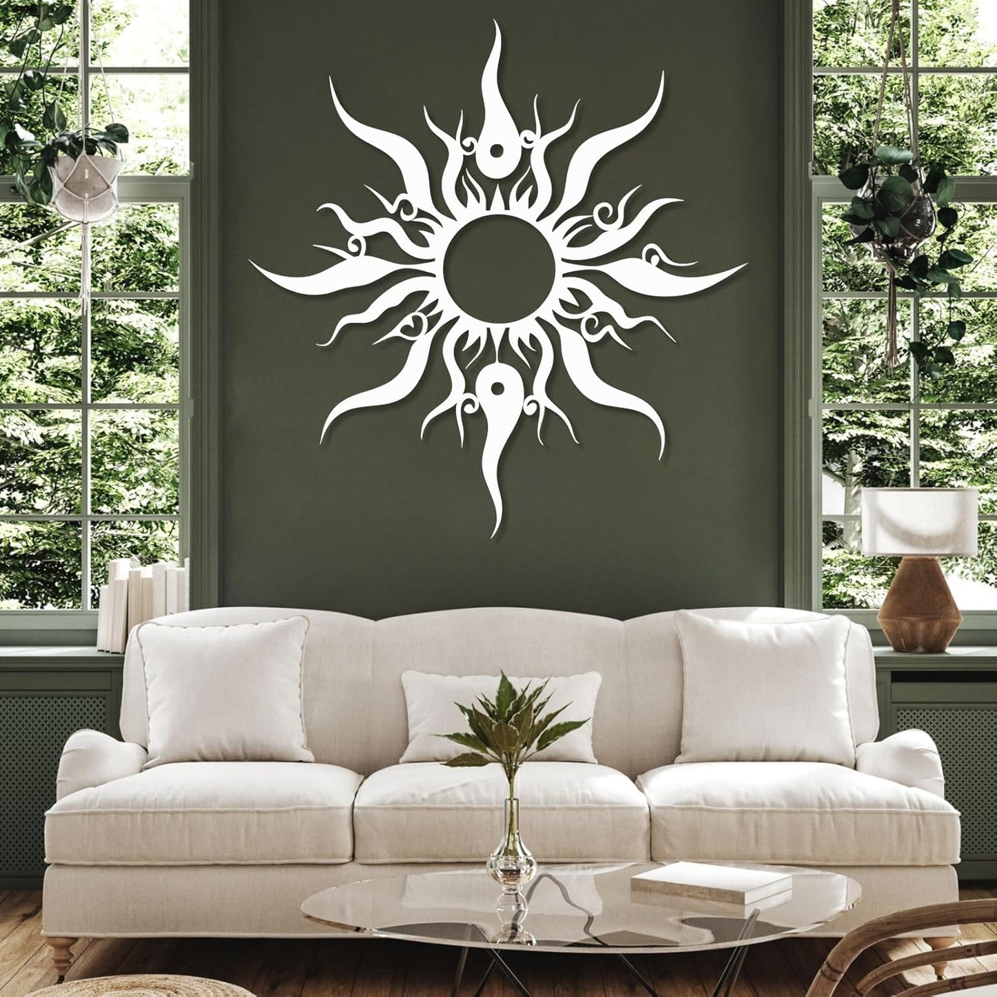 Hotuijxca Metal Wacky Sun Wall Art, Wacky Sun Metal Decor for Livingroom, Bedroom (Silver, 31"x30"/80x77cm, metal wall art)