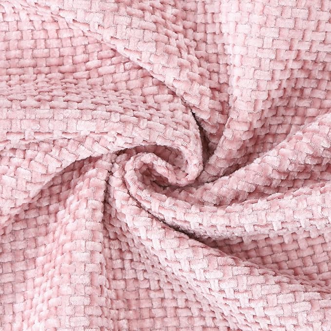 MADIZZ Decorative Chenille Velvet Throw Pillow Covers Set of 2 Soft Boho Textured Neutral Couch Throw Pillow for Bed Modern Farmhouse Home Decor for Sofa Livingroom Pink 16x16 Inch
