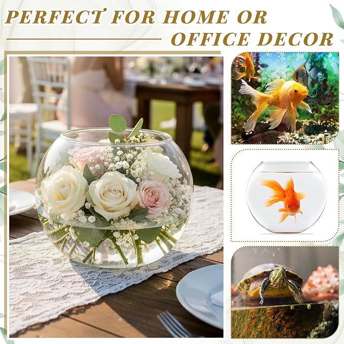 12 Pcs Glass Bubble Bowl Vase Bulk, Clear Round Glass Centerpiece Bowls for Valentine's Wedding Table Decor, Fish Flower Bud Vase Terrarium for Event Party DIY (3.5" h X 3.94" w)