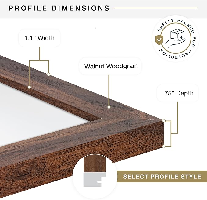 MCS Studio Gallery 16x24 Poster Frame Walnut Woodgrain Engineered Wood, Vertical & Horizontal Wall Hanging Large Picture Frame for Photos, Posters & Art Prints (1-Pack)