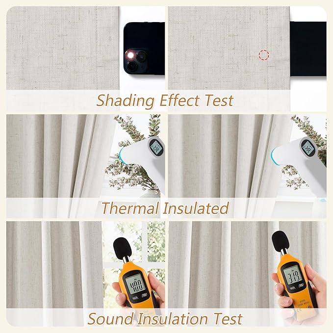 Guken Extra Long 144 Inch Boho 100% Blackout Curtains Room Darkening Noise Reducing Thermal Insulated Linen Black Out Tall Windows Drapes 12 FT for High Ceiling Living Room, 2 Panels Set