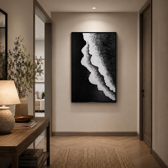 CCPEAR Ocean Wave Abstract Wall Art 32x48 Inch, Large Wall Art with Frame for Living Room Bedroom Office Modern Coastal Wall Decor Artwork Decoration
