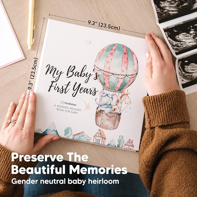 KeaBabies Baby Hand and Footprint Kit and First 5 Years Baby Memory Book Journal - Baby Prints Duo Photo Frame for Newborn - 90 Pages Hardcover First Year Keepsake Milestone Baby Book for Boys, Girls