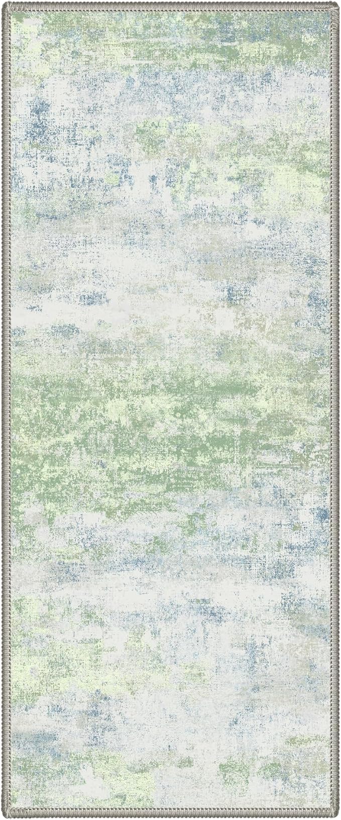BEIMO 2X8 Runner Rug for Hallway Kitchen, Machine Washable Runners Rug for Entryway, Soft Modern Abstract Throw Rugs, Low Pile Floor Cover with Non Slip Backing, Light Blue Green