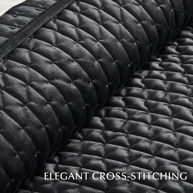 EverGrace Luxury Velvet Quilt Bedding Set King Size 3 Pieces with Pillow Shams, Soft Cross-Stitch Velvet Comforter Set, Lightweight Coverlet Bedspread for All Seasons, Black