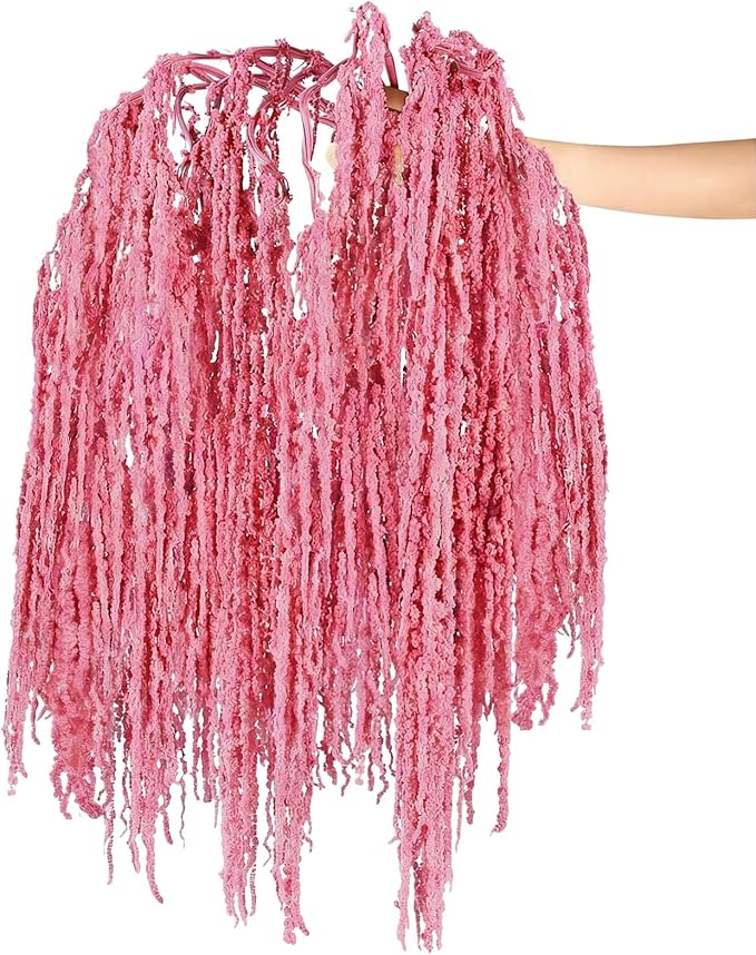 Suncalla 12 Pcs Rose Pink Spring Natural Dried Amaranthus Hanging Flowers Amaranthus Artificial Flowers for Wedding Arch Bouquet Floral Garland Wall Home Decoration (23 Inch)