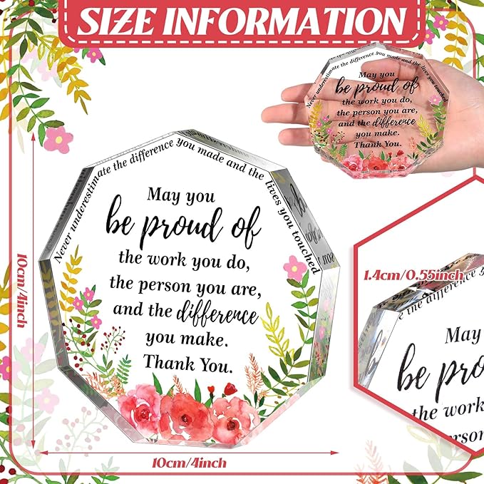 Yinder Thank You Gifts for Women Appreciation Gifts for Coworker Employee Nurse Teacher Leader Boss Inspirational Quotes Acrylic Desk Decor for Home Office Farewell Retirement