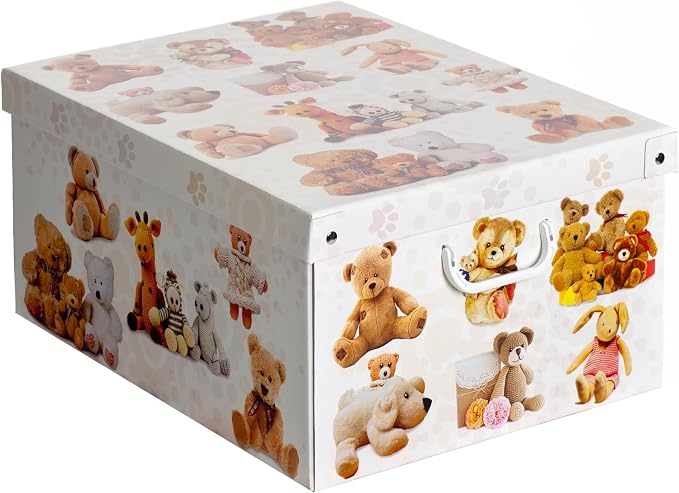 Lavatelli: Storage Box 6 Pack: Large - Plush Animals - Lid & Handles, Decorative Cardboard Organizer, Stacks, Home-Clothes-Toys, 19.7 x 15.4 x 9.4