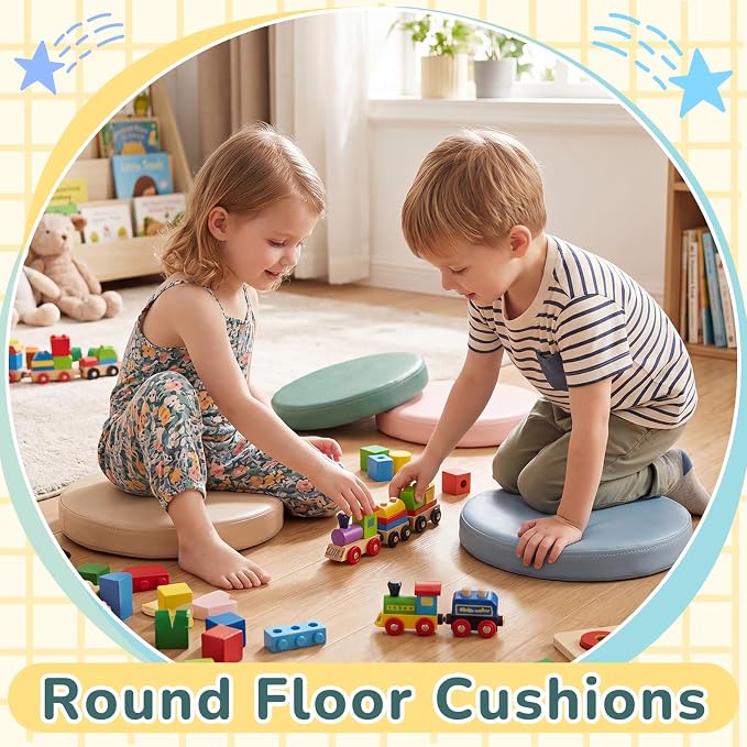 Juexica 6 Pcs Extra Thick Flexible Seating Floor Cushions Assorted Colored Pillow Floor Cushions for Classroom Soft Flexible Seating for Kids Learning Sitting Daycare School Chair (Morandi Colors)