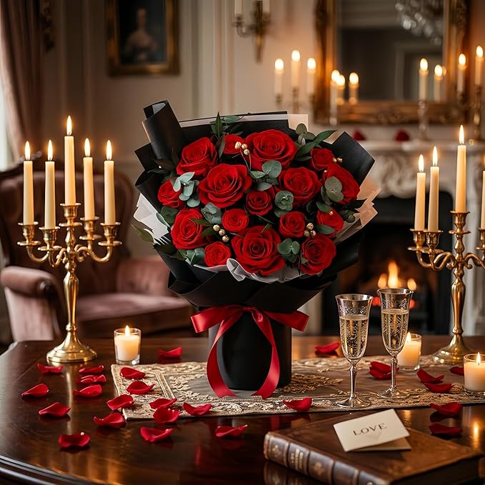 XTYFJGVA 16 Preserved Red Roses Bouquet, Flowers for Delivery, Real Roses That Last 1-3 Years, Birthday Gifts for Women, Forever Flower Gifts for Mom, Wife, Grandma, Her on Mothers Day, Anniversary