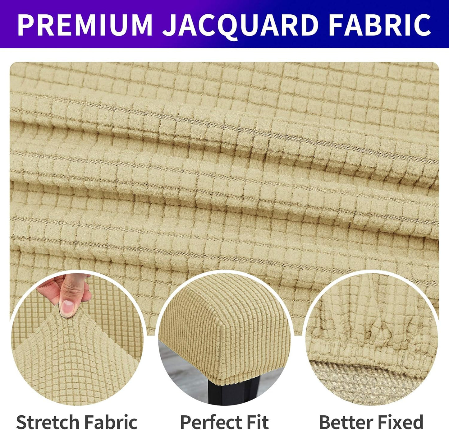 Howhic Stretch Chair Covers for Dining Room Set of 4, Removable Washable Dining Room Chair Covers, Dining Chair Slipcovers Seat Protector, Great Decoration for Home and Banquet (Champagne, 4 Pack)