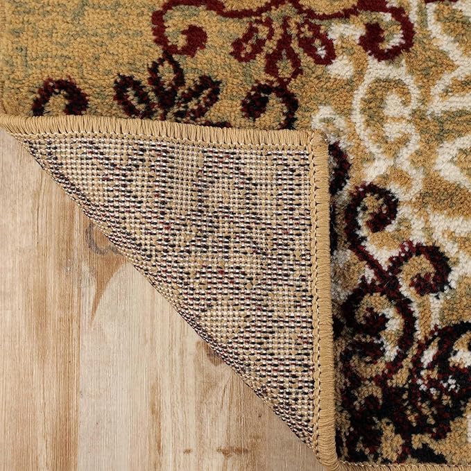 Superior Indoor Area Rug, Jute Backing, Plush Rugs for Entry, Office, Living, Dining, Kitchen, Hardwood Floors, Vintage Aesthetic, Boho Home Decor, Leigh Collection, 4' x 6', Gold