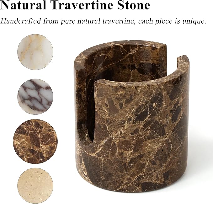 Natural Marble Sponge Holder, Sink Caddy for Kitchen Counter, Marble Decor Dish Sponge Holder with Anti-Slip Pad for Kitchen Sink Countertop, Fast Drying Rack, Caddy - Dark Brown
