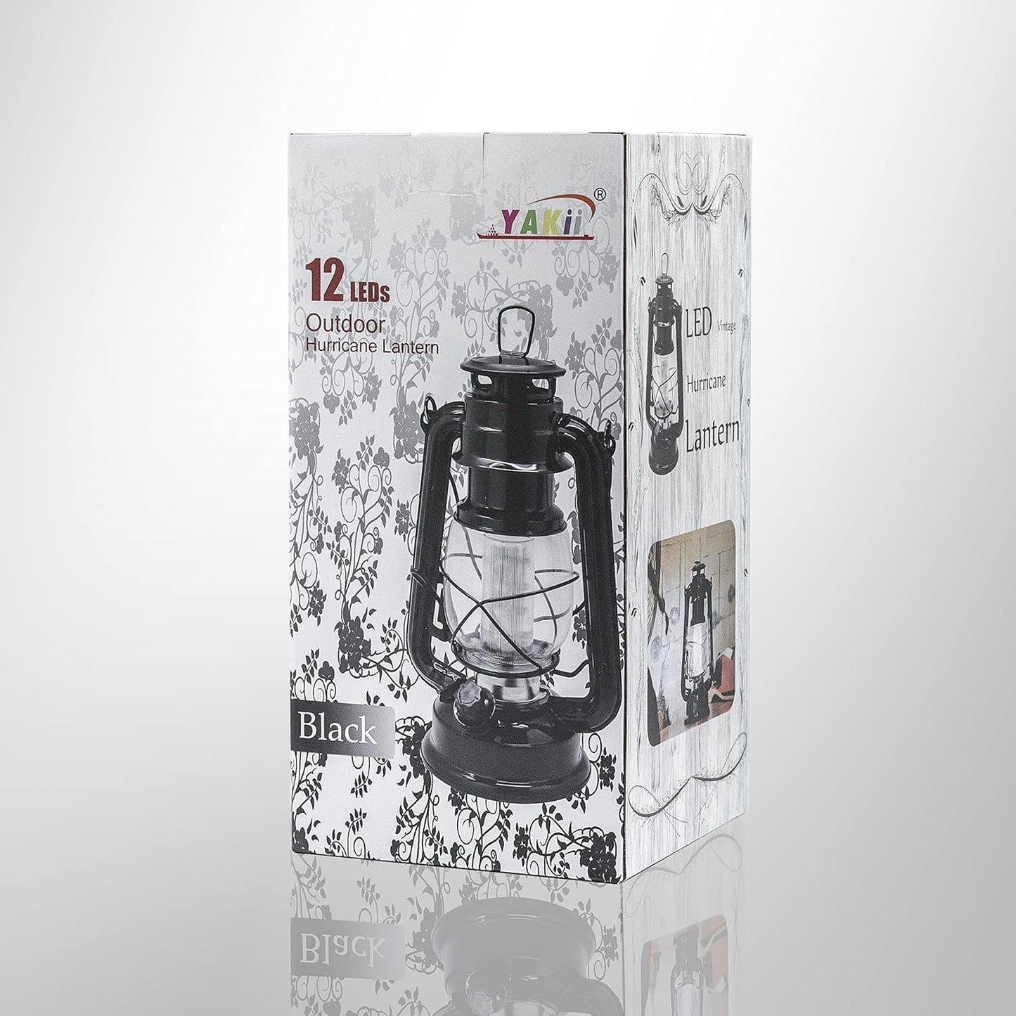 YAKii LED Vintage Lantern Metal Hanging Hurricane Lantern 12 LED Dimmer Switch Cold White Battery Operated Power Outage Indoor Camping Lighting Outdoor Brooklyn Decoration (Black Pack of 8)