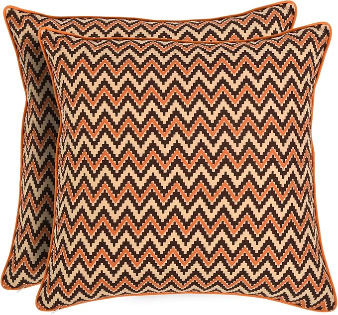 Ridhi Block Print Burgundy Pillow Cover 16" x 16" (Pack of 2) Decorative Couch Pillows for Living Room, Chic Boho Cute Outdoor Pillows Covers Gifts for Spring, Easter and Valentine