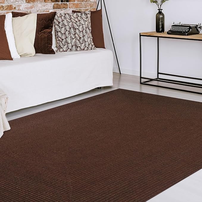 Superior Indoor Outdoor Area Rug, Handwoven Reversible Braided Home Decor for Living Room, Kitchen, Entryway, Patio, Front Porch, Deck, Modern, Boho, Farmhouse Style, 3' x 5', Cocoa