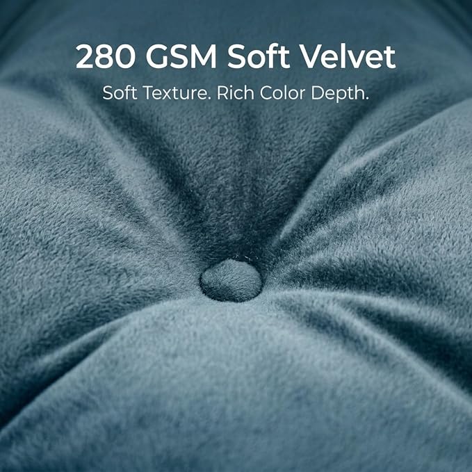 Floor Pillow for Adults, Soft Velvet Floor Cushion for Sitting, Single Square Tufted Floor Pillow for Reading Nook, Living Room, Bedroom, 22 x 22 Inch, Blue