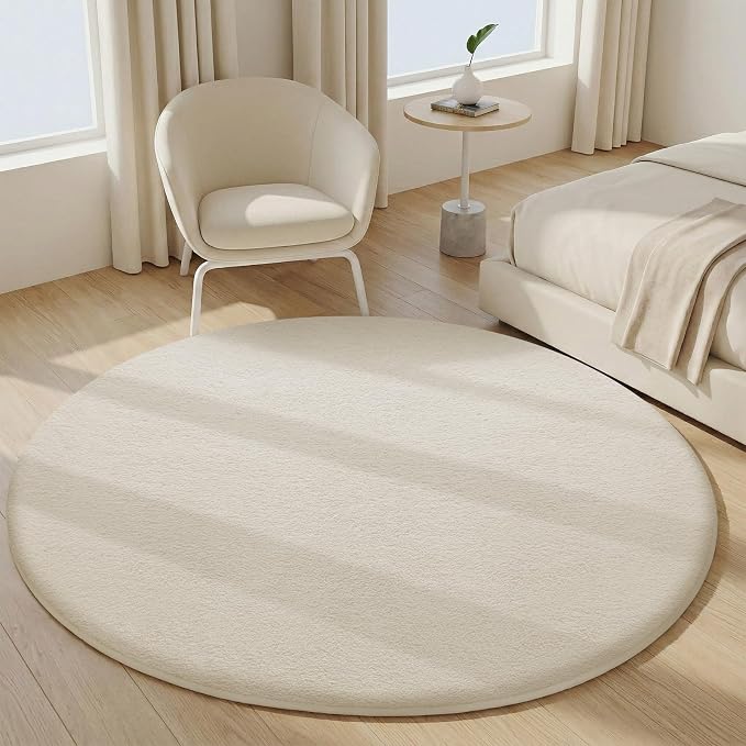 Sour Lemon 4ft Round Rugs for Bedroom, Circle Area Rugs for Living Room, Soft Fluffy Shaggy Carpet for for Living Room Playroom Kids Room Home Decor Aesthetic