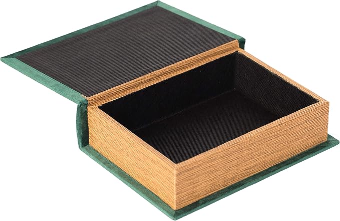 Decorative Vintage Book Shaped Trinket Storage Box- Green