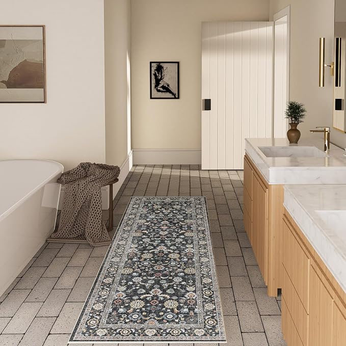 Washable Runners for Hallways Kitchen Rug: 2'x10' Runner Rugs Stain Resistant Non Slip Low Pile Boho Carpet Runners for Hallways Bedroom Entryway Indoor Beside Bathroom Laundry Room