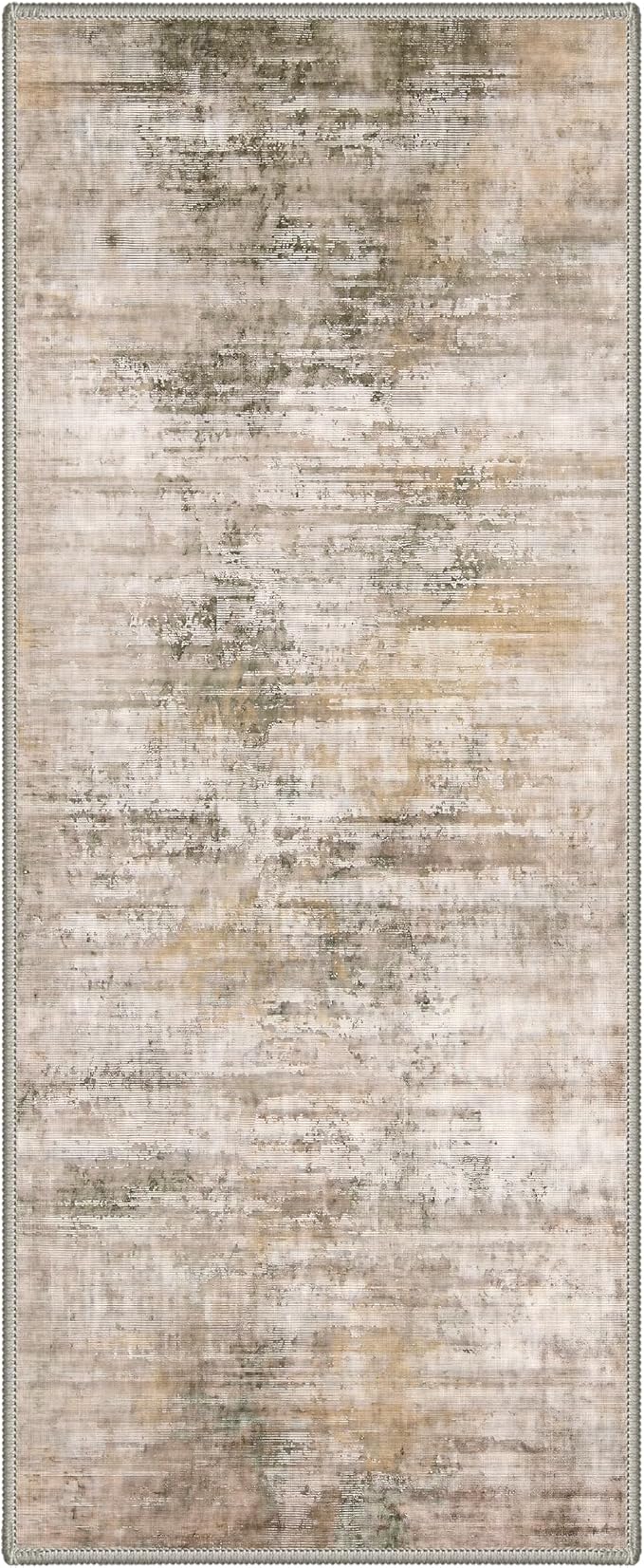 BEIMO 2X6 Runner Rug for Hallway Kitchen, Machine Washable Runners Rug for Entryway, Soft Modern Abstract Throw Rugs, Low Pile Floor Cover with Non Slip Backing, Dusty Beige Brown