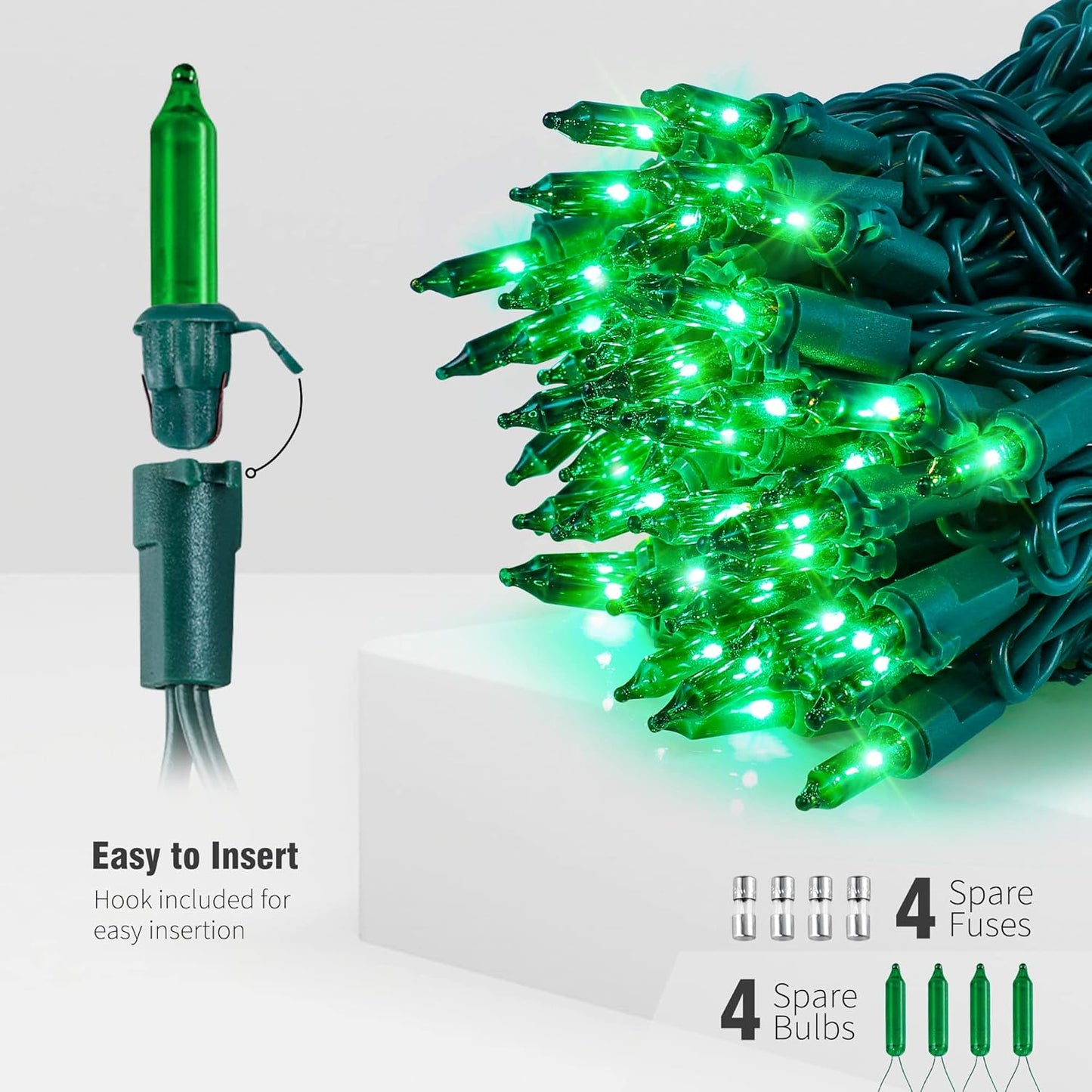 Hopolon St. Patrick's Day Mini String Lights, 2PACK 50Count 13Feet Incandescent Bulb Waterproof Green Fairy Lights Plug in for Indoor Outdoor Halloween Party Patio Christmas Decor,Green