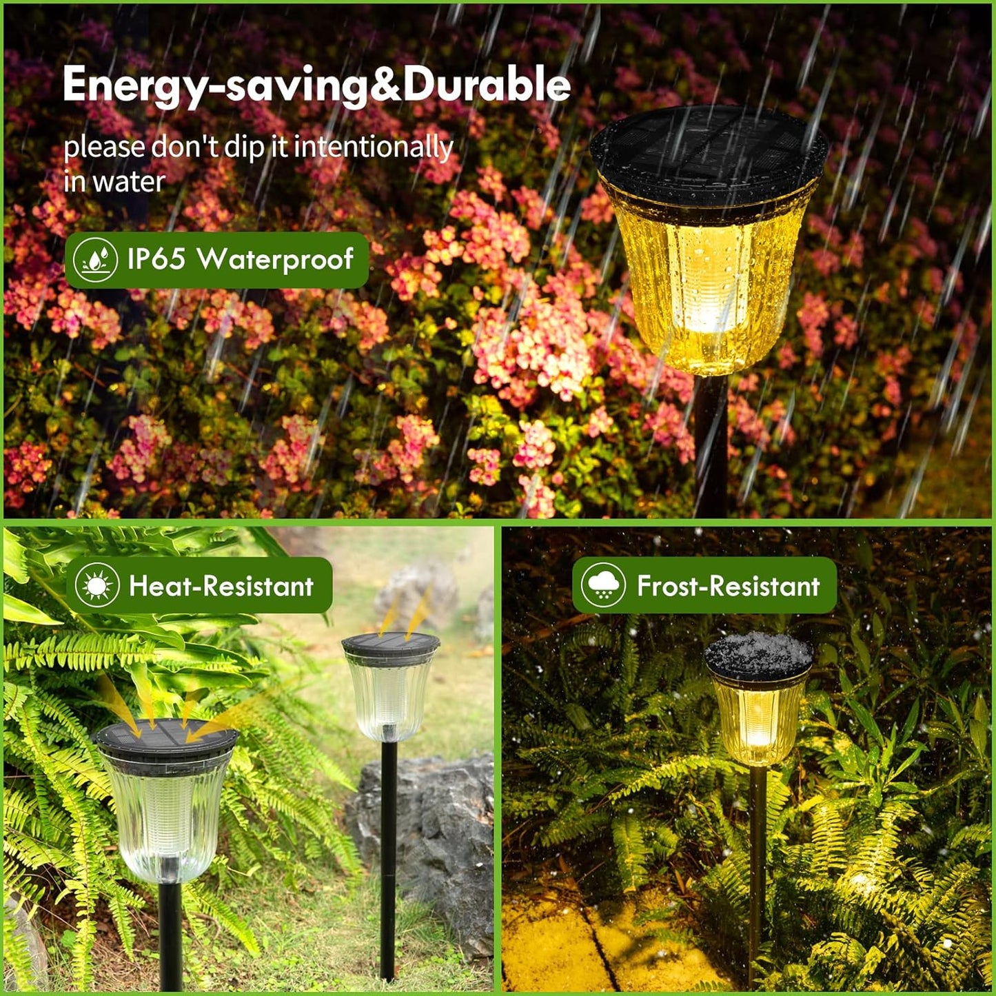Solar Pathway Lights, 6 Pack 200 Lumens Super Bright Solar Lights Outdoor Waterproof with 2 Lighting Modes, Auto On/Off Outdoor Solar Lights for Yard, Walkway, Lawn, Driveway, Path,Outside