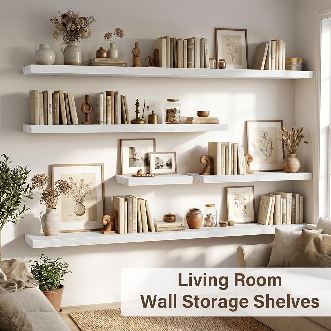 Acovy 10" Extra Deep Floating Shelves for Wall, 72" Long Wood Wall Shelves Set of 1 for Bathroom Bedroom Kitchen Living Room Laundry Room, Modern Floating Shelf for Home Decor
