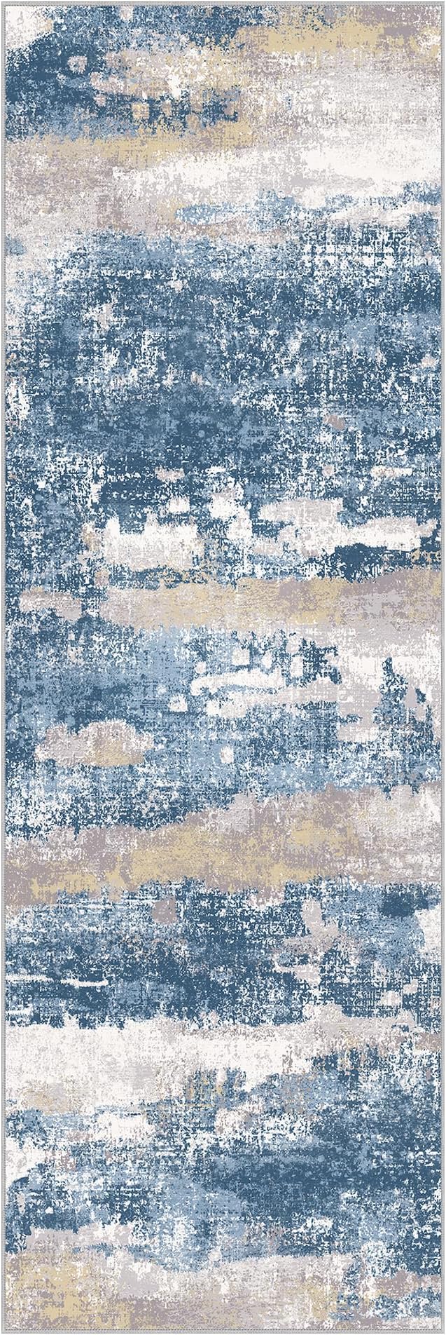 BEIMO Runner Rug for Hallway Kitchen 2x6 Machine Washable Runners Rug for Entryway, Blue Cream Soft Modern Abstract Throw Rugs, Floor Carpet with Non Slip Rubber Backing