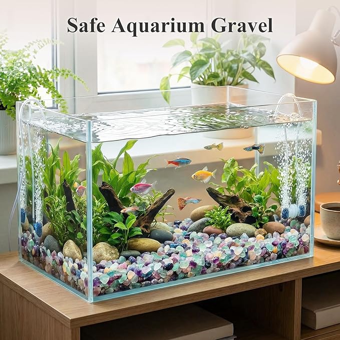 JOHOUSE Quartz Crystals, Crushed Chips Tumbled Polished Stones Assorted Irregular Shaped Decorative Rocks Succulent Pebbles for Indoor Plants Aquarium Betta Fish Tank Gravel Vase Filler DIY Crafts 1LB