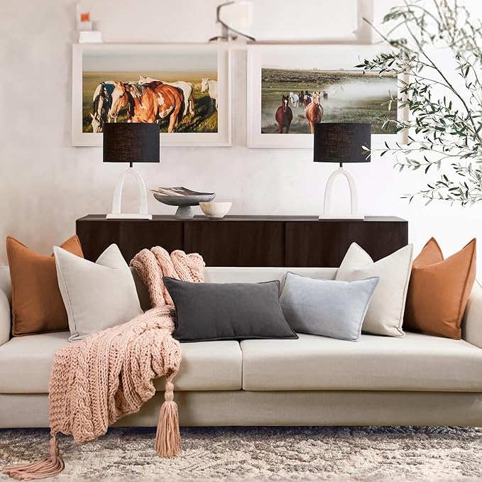 ZWJD Orange Pillow Covers 16x16 Set of 2 Chenille Throw Pillow Covers with Elegant Design Soft and Luxurious Decorative Throw Pillows for Couch, Bed, and Home Decor