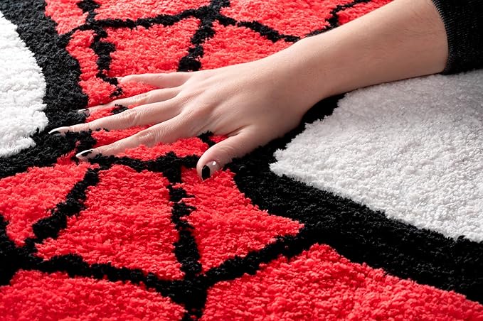 Jay Franco Marvel Spiderman Red Fluffy Accent Rug - 4 x 3 ft Area Rug for Kids Bedroom, Living Room, or Home Decor
