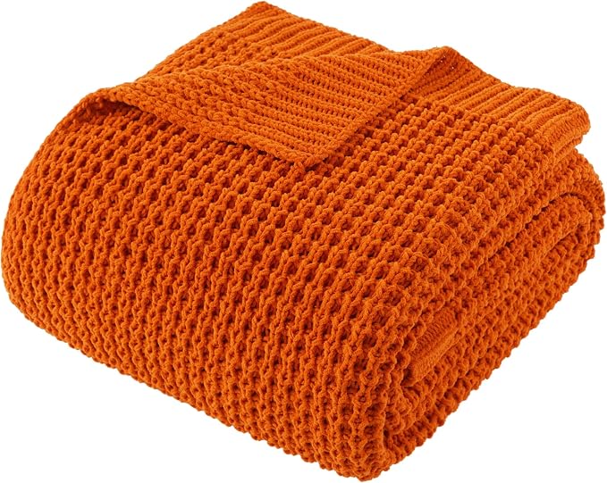 Bunnikins & Clover Orange Throw Blanket for Couch, Soft Warm Decorative Fall Blanket for Sofa Bed, Ideal Fall Home Decor, 50"x60"