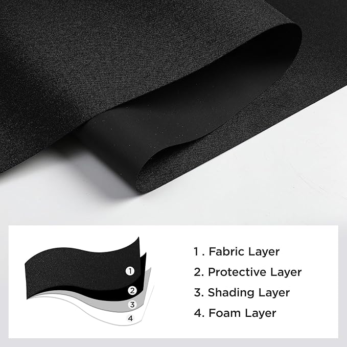 Joydeco 100% Blackout Roller Shades (Pro), Free-Stop Cordless Blinds for Windows, UV Protection, Natural Woven Blinds for Home and Office, Light-Proof Aluminum Cover (Black, 57" W x 75" H)