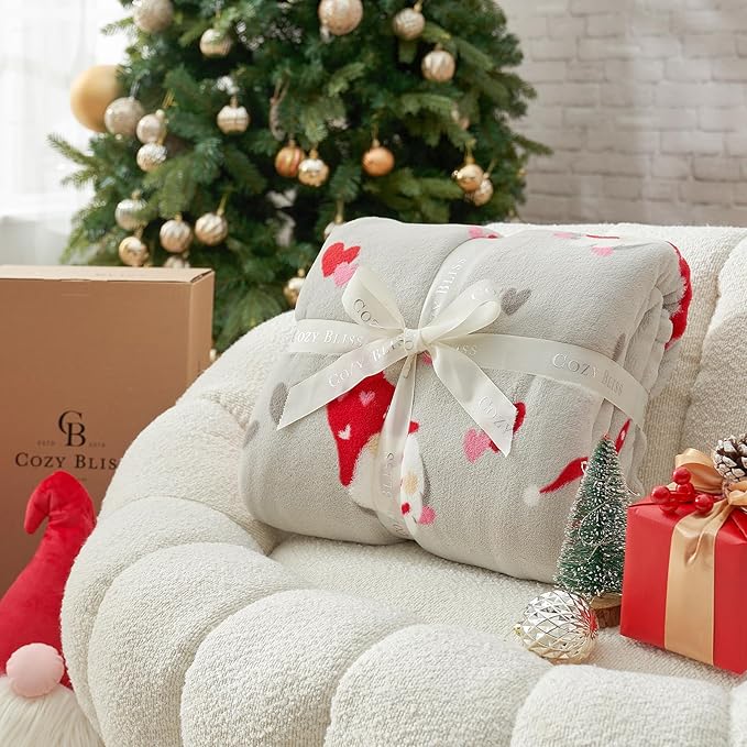 Cozy Bliss Premium Gnome Love Heart MilkyPlush Throw Blanket, Soft Cozy Print Fleece Blanket for Couch, Home Décor, Easter and Mothers Gift, 290GSM, Gnome Love,60"x80"