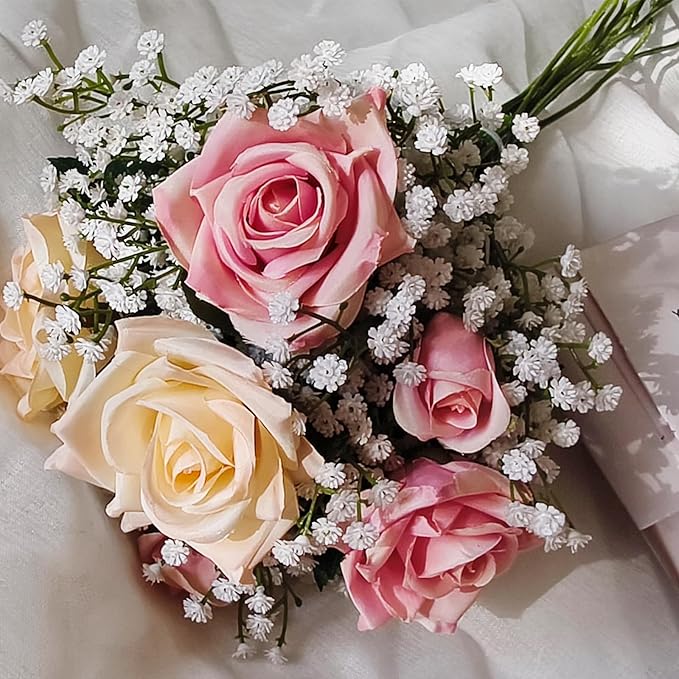 100 Pcs Baby Breath Artificial Flowers, Fake Babys Breath Gypsophila Flowers Bulk, Realistic Artificial Flowers Bouquet Flores Artificiales para Decoracion for Wedding Party Home Decoration