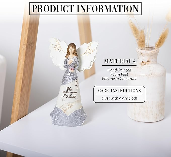Pavilion Gift Company - You are The Reason I Smile - 6" Angel Figurine Religious God Jesus Christ Wife Grandma Gift Home Decor Present