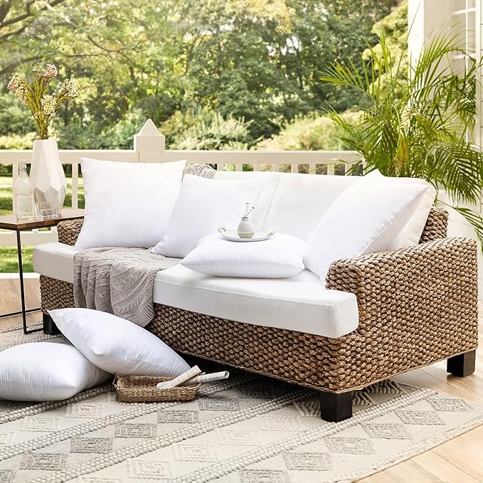 Phantoscope 12 x 20 Outdoor Pillow Inserts - Pack of 4 Outdoor Pillows Water Resistant Throw Pillow Inserts Hypoallergenic Square Decorative Couch Sham Cushion Stuffer
