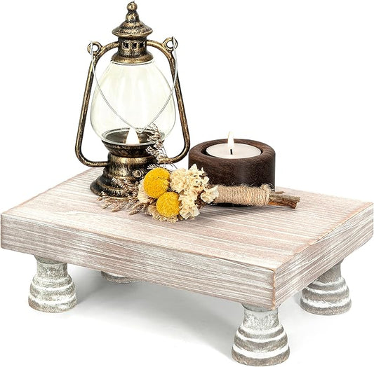 EOSAHR Farmhouse Fir Wood Risers for Decor on Coffee Table - Risers Display Stands for Stylish Home Decor - Perfect for Plant Stand & Perfume Organizer (Natural Wood, 8.5")